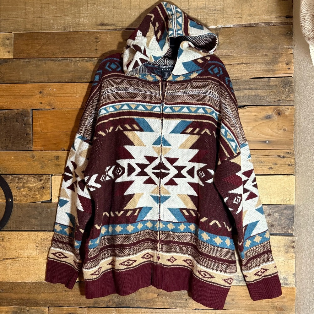 Ladies Wrangler Retro Pendleton Round-Up Burgundy Southwestern Jacket Medium.